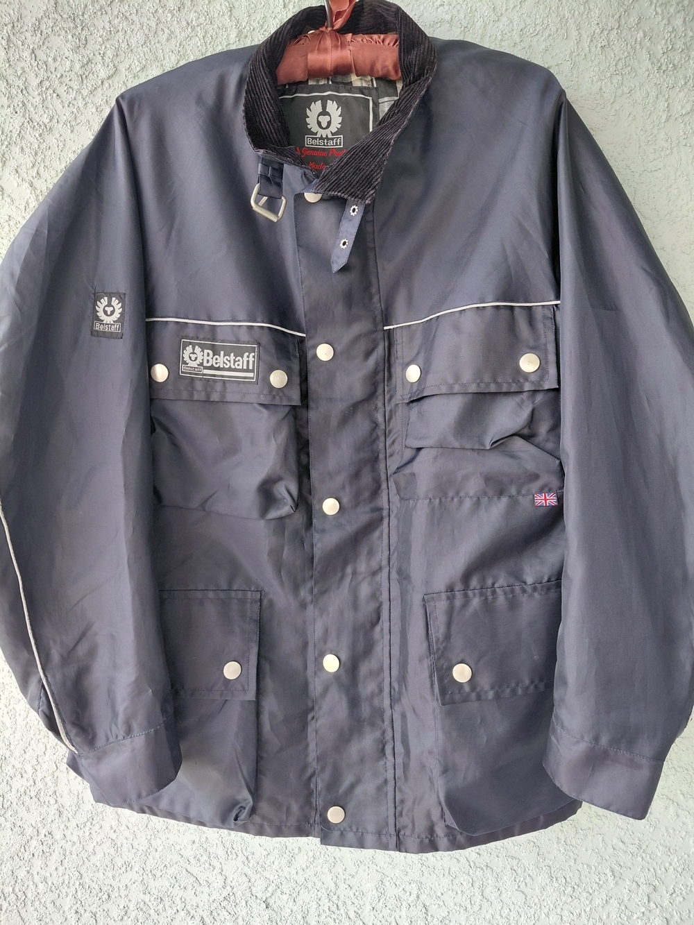 Vintage Belstaff Motorcycle Jacket Men Small Black Plaid Lined Corduroy Collar - Picture 2 of 13